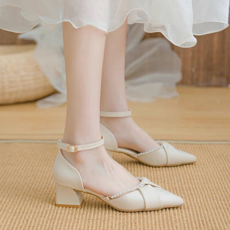 パールアンクルストラップハイヒール 2026 夏 ポインテッ - Women'S Shoes For Wide Feet のレビューと価格