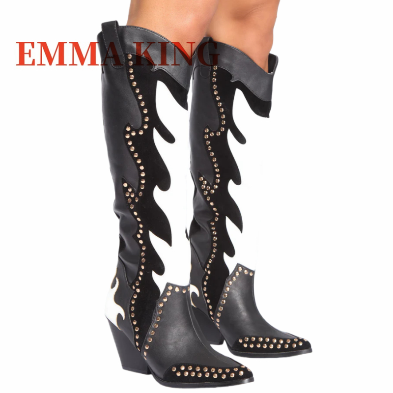スタッズ付きウエスタンカウボーイブーツ ワイドカーフカウガー - Western Cowgirl Boot のレビューと価格